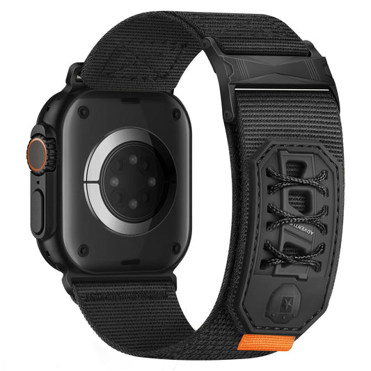 iBandGear Tactical Nylon Loop Band for Apple Watch Rugged Outdoor Strap - Black