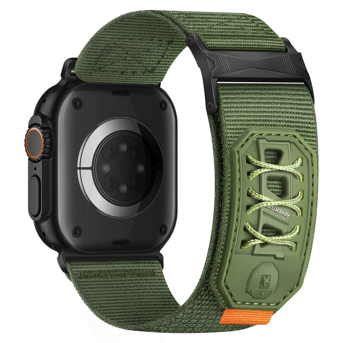iBandGear Tactical Nylon Loop Band for Apple Watch Rugged Outdoor Strap - Green