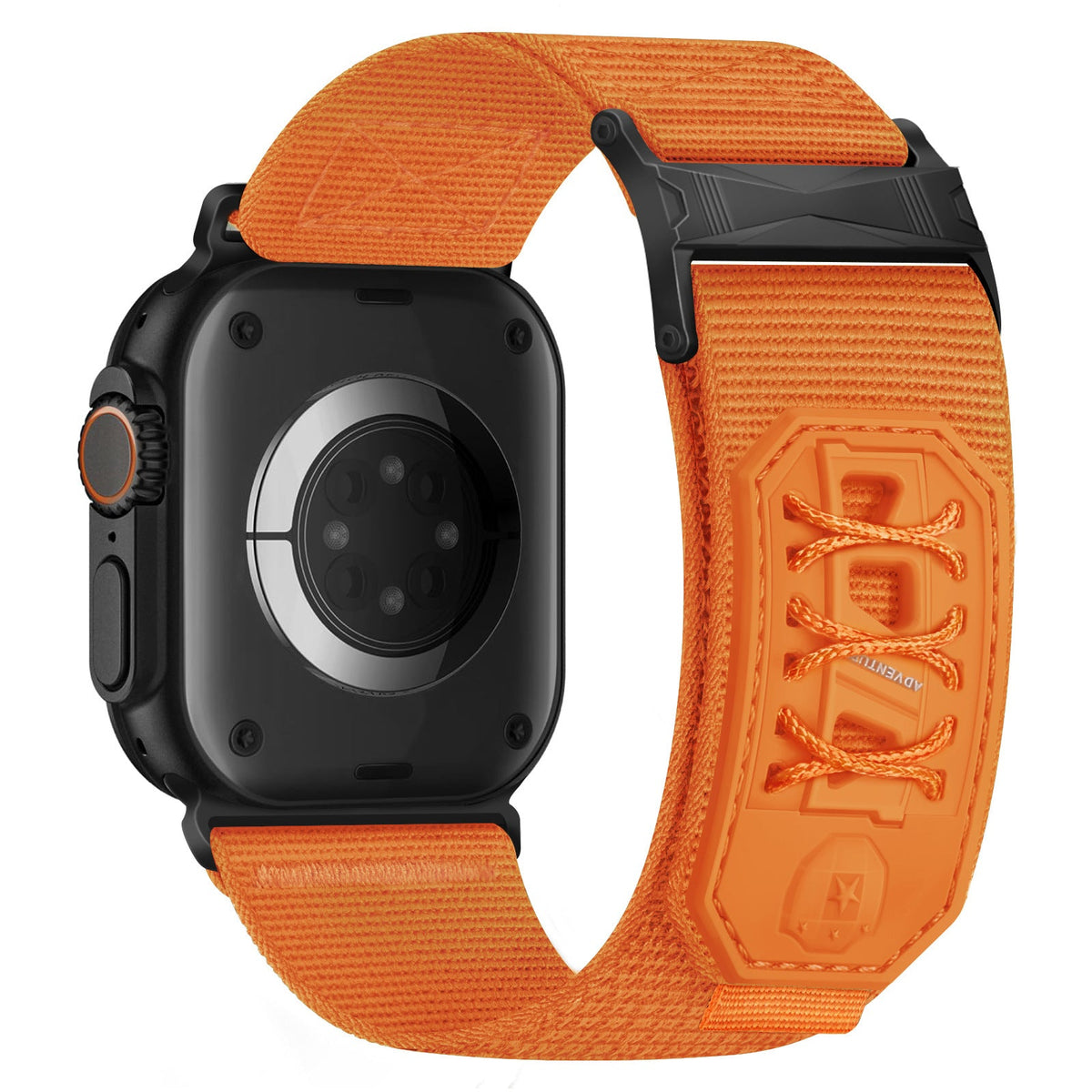 iBandGear Tactical Nylon Loop Band for Apple Watch Rugged Outdoor Strap - Orange