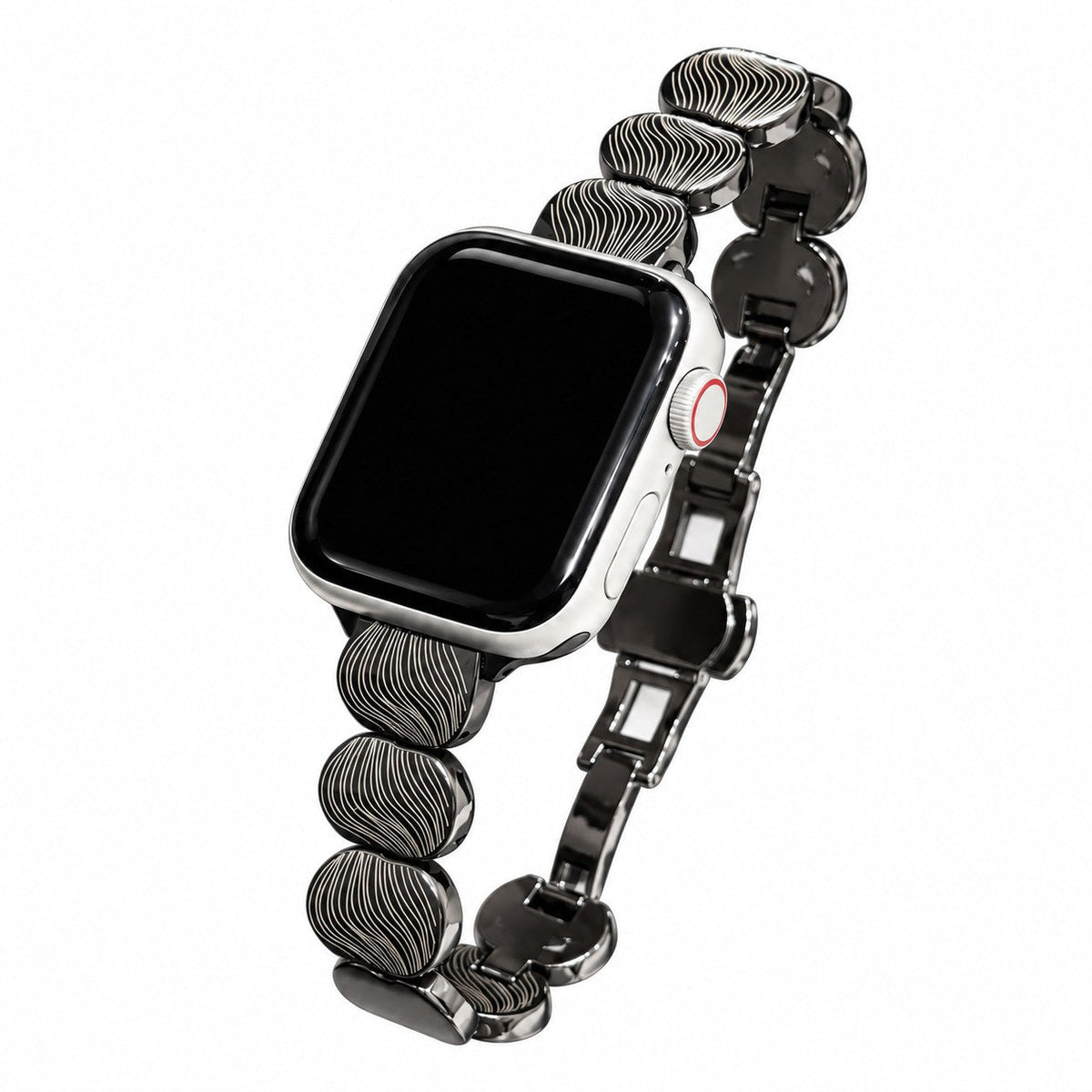 iBandGear Textured Disc Metal Bracelet Band for Apple Watch - Black