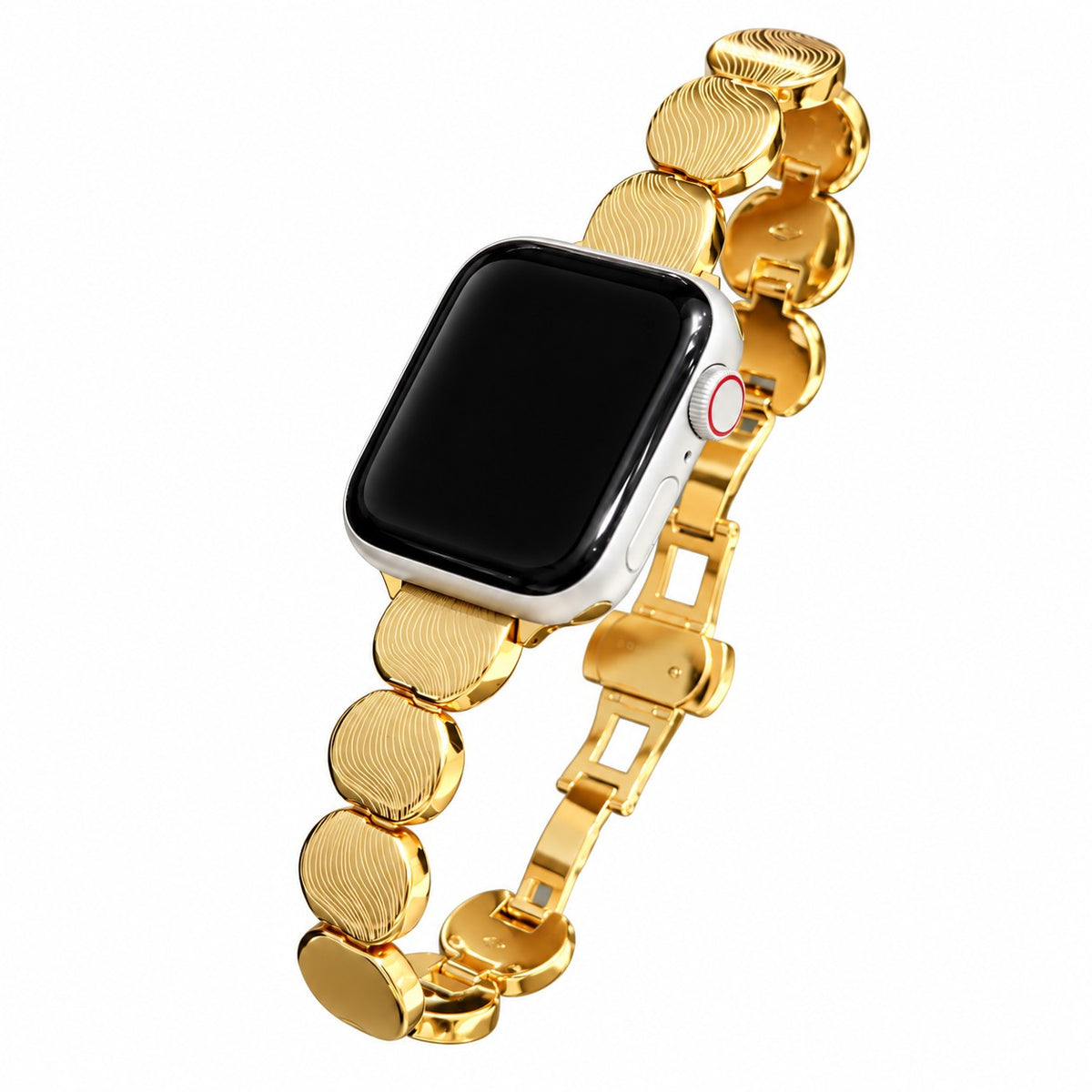 iBandGear Textured Disc Metal Bracelet Band for Apple Watch - Gold