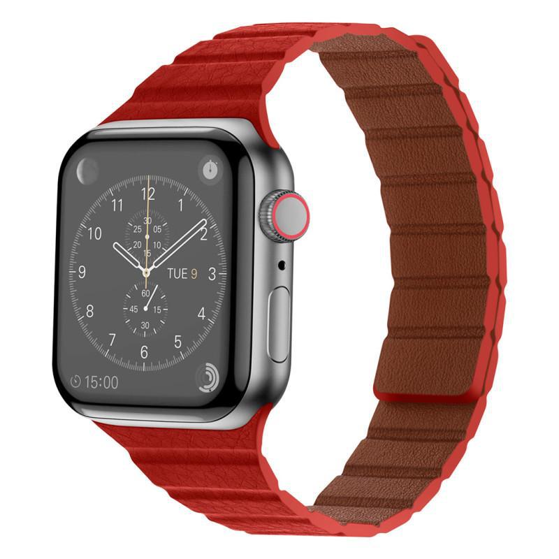 iBandGear Textured Leather Magnetic Band for Apple Watch - Red