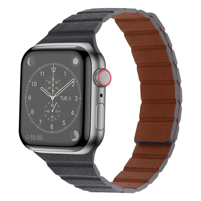 iBandGear Textured Leather Magnetic Band for Apple Watch - Gray