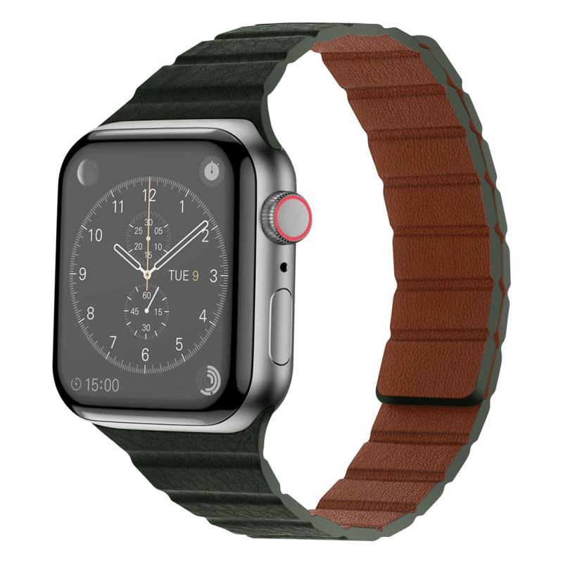 iBandGear Textured Leather Magnetic Band for Apple Watch - Green