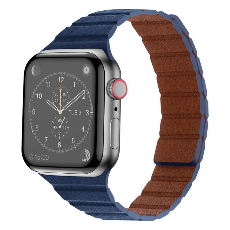 iBandGear Textured Leather Magnetic Band for Apple Watch - Blue