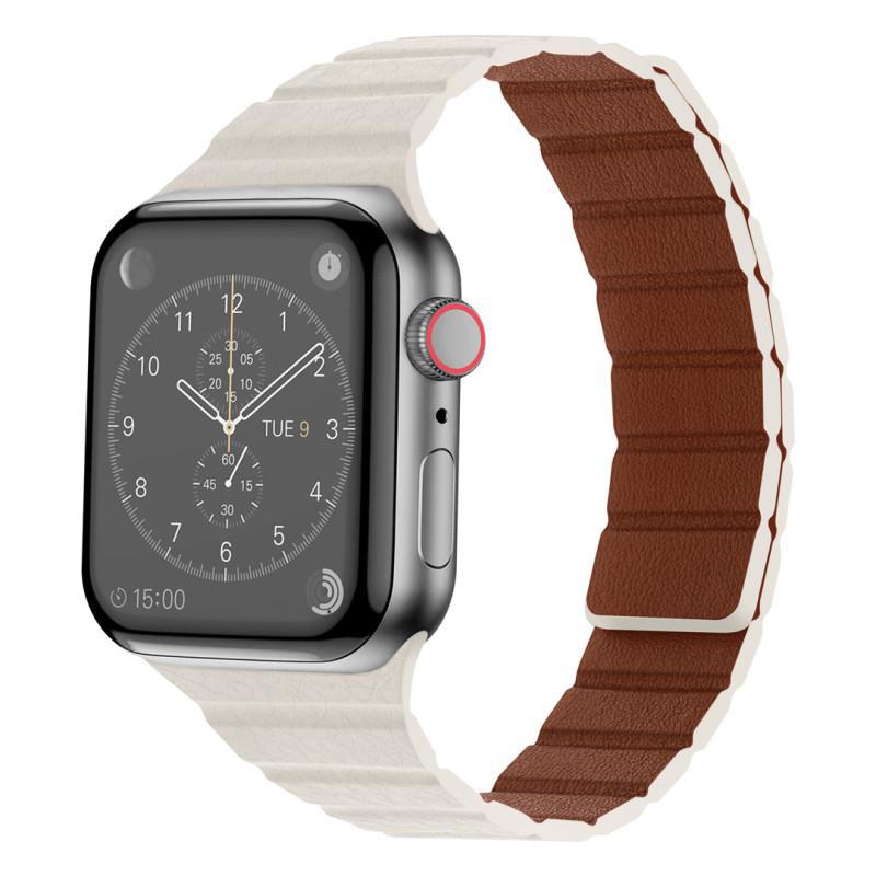 iBandGear Textured Leather Magnetic Band for Apple Watch - Starlight