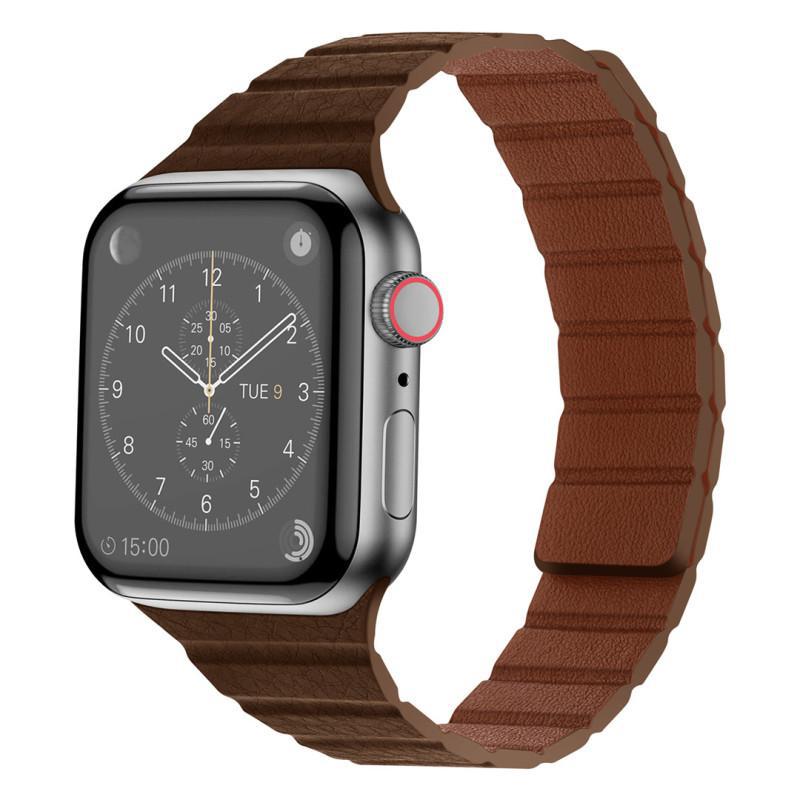 iBandGear Textured Leather Magnetic Band for Apple Watch - Brown