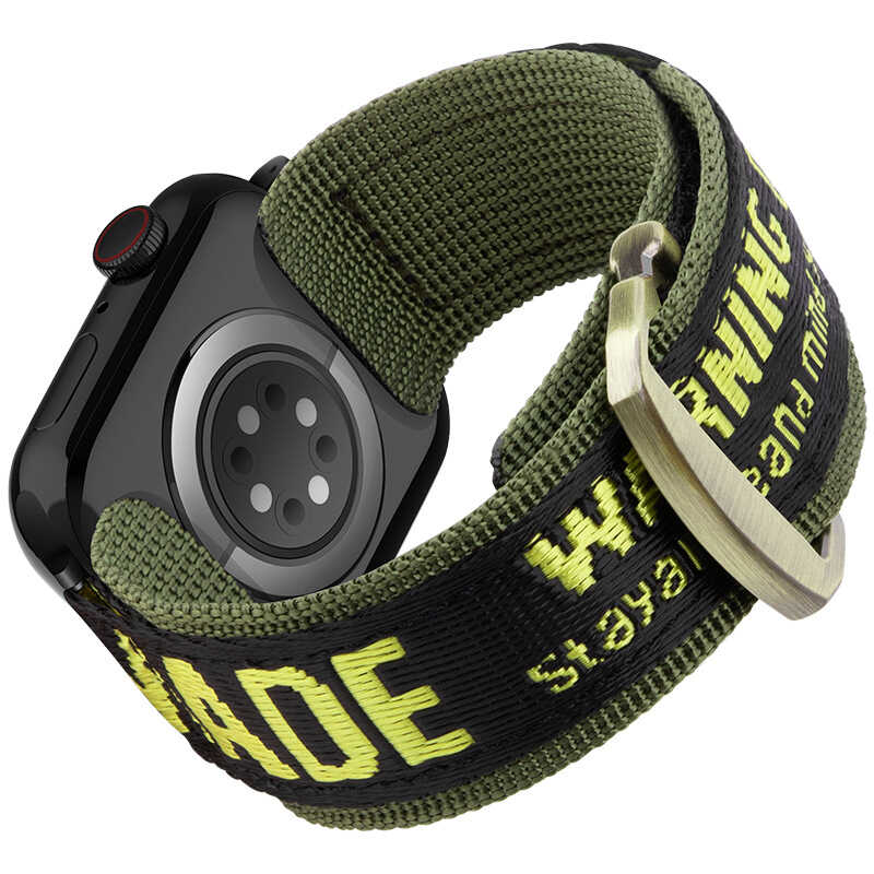 iBandGear Textured Nylon Loop Band for Apple Watch Sport Strap - Olive Green