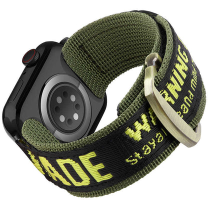 iBandGear Textured Nylon Loop Band for Apple Watch Sport Strap - Olive Green