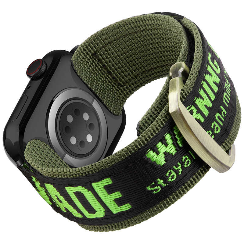 iBandGear Textured Nylon Loop Band for Apple Watch Sport Strap - Lime Green
