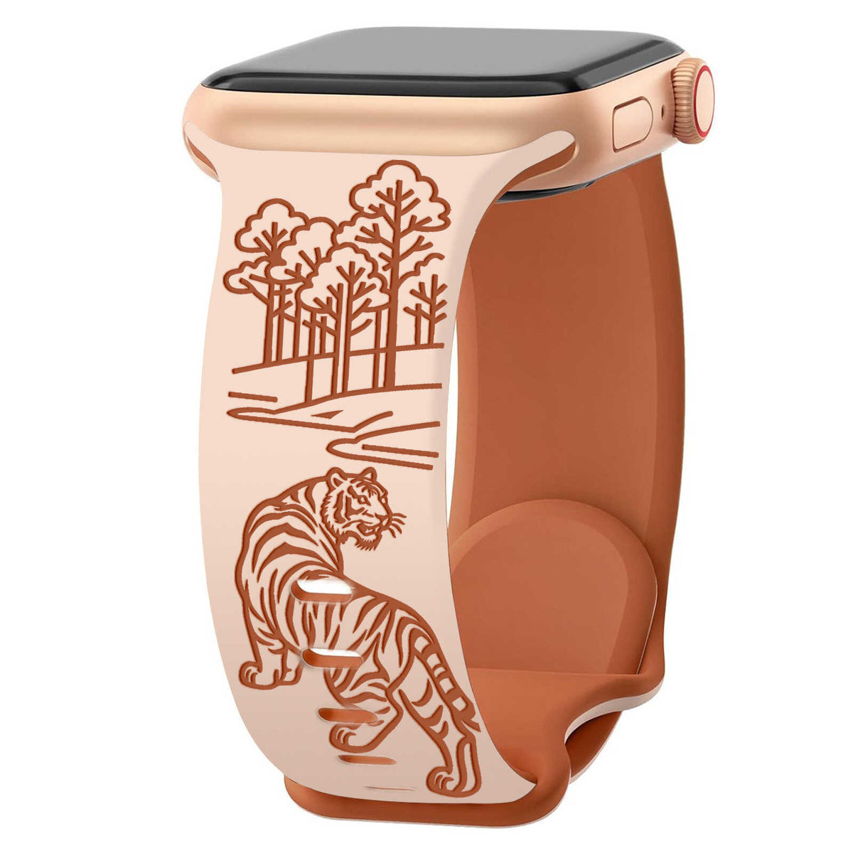 iBandGear Tiger Forest Engraved Band for Apple Watch - Milk Tea - Brown