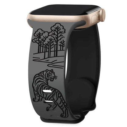 iBandGear Tiger Forest Engraved Band for Apple Watch - Gray - Black