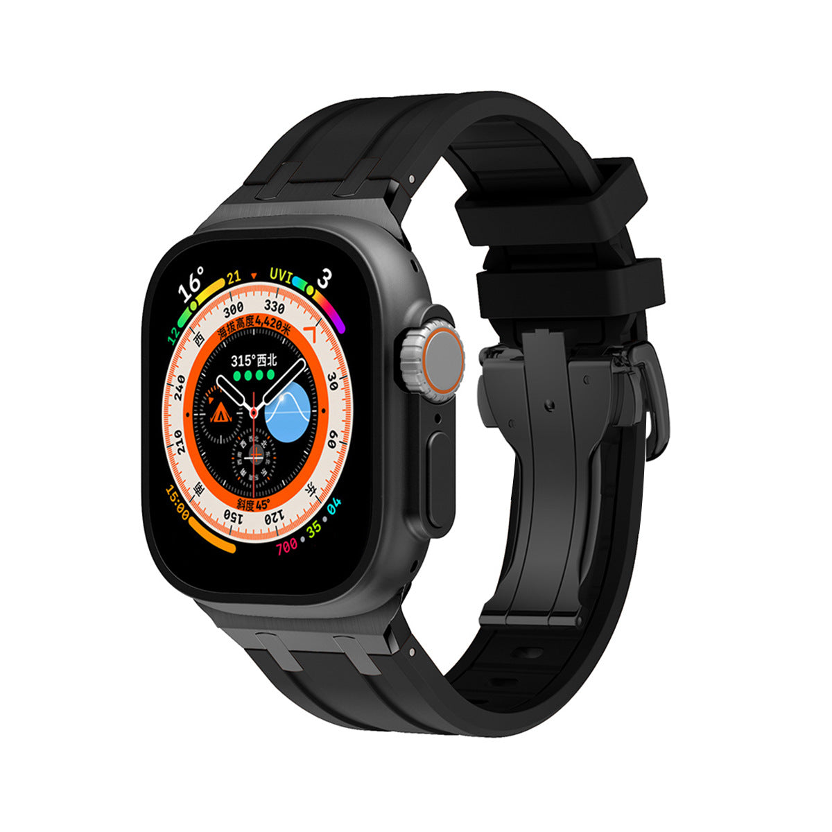 iBandGear TitanEdge Silicone Band for Apple Watch Premium Sport Strap - Black - Black