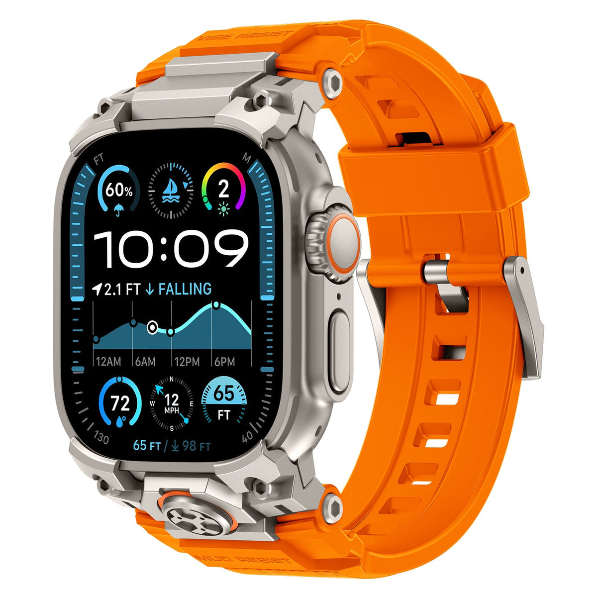 iBandGear TitanGuard Armor Silicone Band for Apple Watch - Titanium-Orange