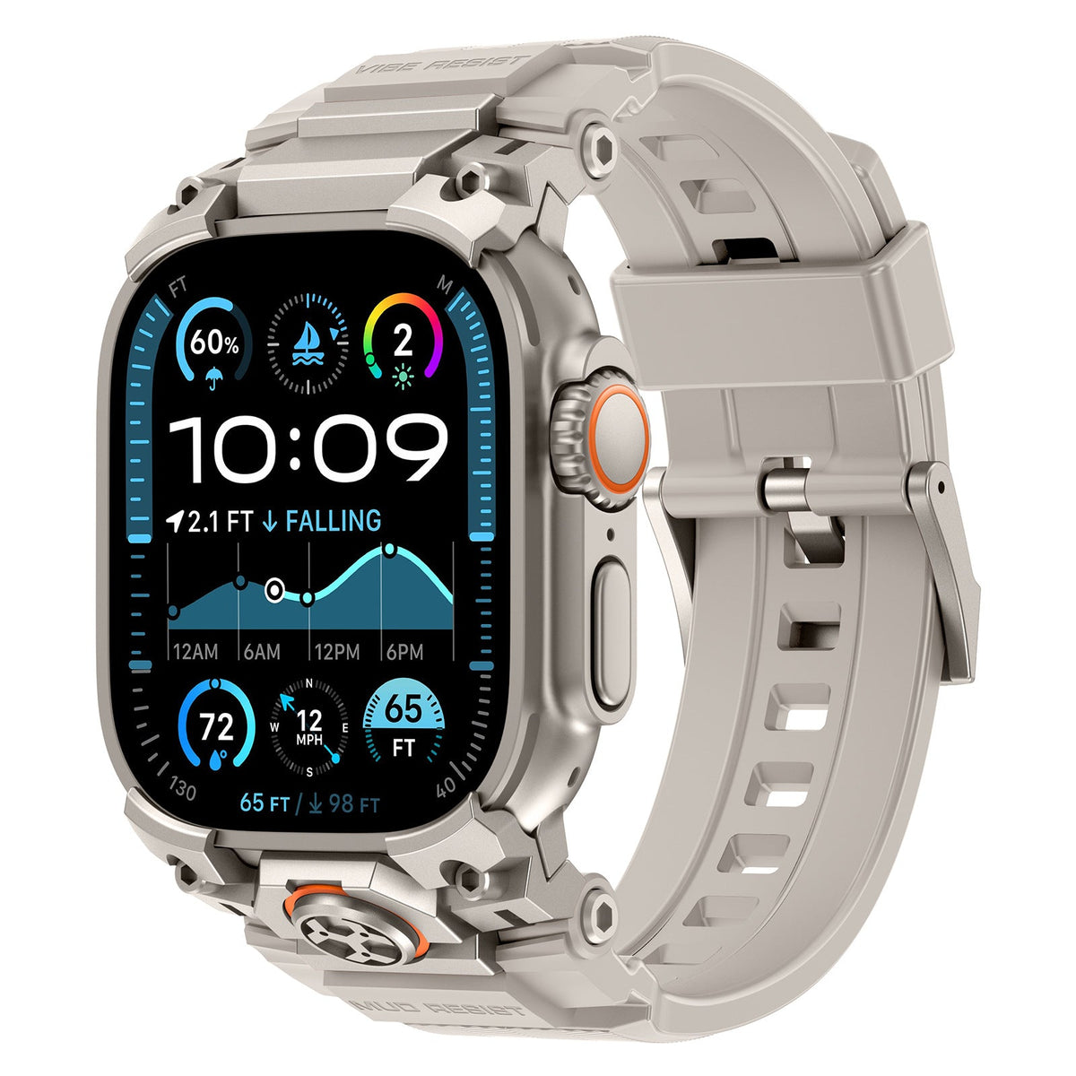 iBandGear TitanGuard Armor Silicone Band for Apple Watch - Titanium-Starlight