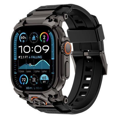 iBandGear TitanGuard Armor Silicone Band for Apple Watch - Black-Black