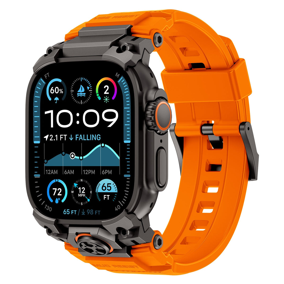 iBandGear TitanGuard Armor Silicone Band for Apple Watch - Black-Orange