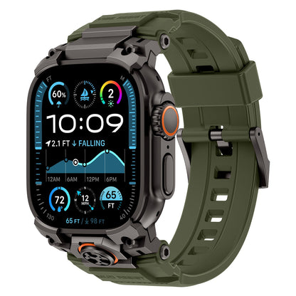 iBandGear TitanGuard Armor Silicone Band for Apple Watch - Black-Green