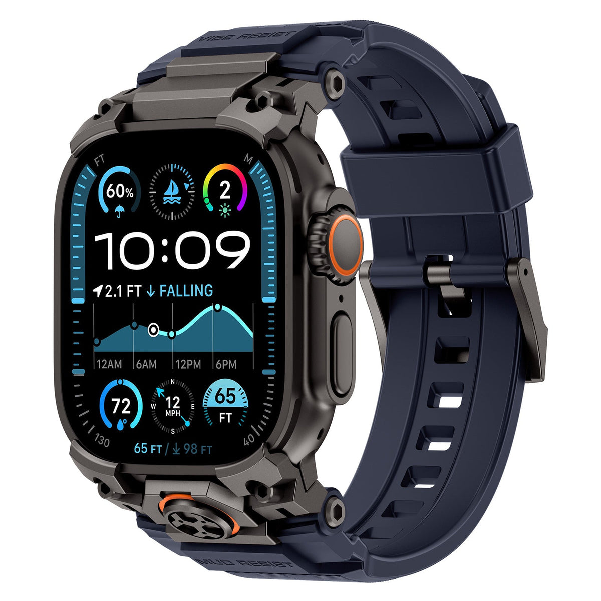 iBandGear TitanGuard Armor Silicone Band for Apple Watch - Black-Blue