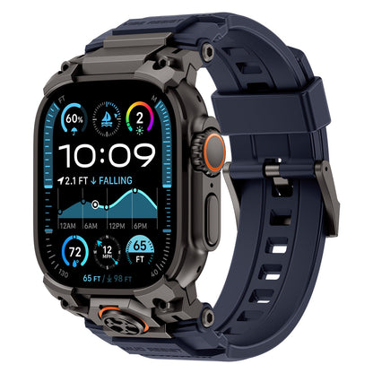 iBandGear TitanGuard Armor Silicone Band for Apple Watch - Black-Blue