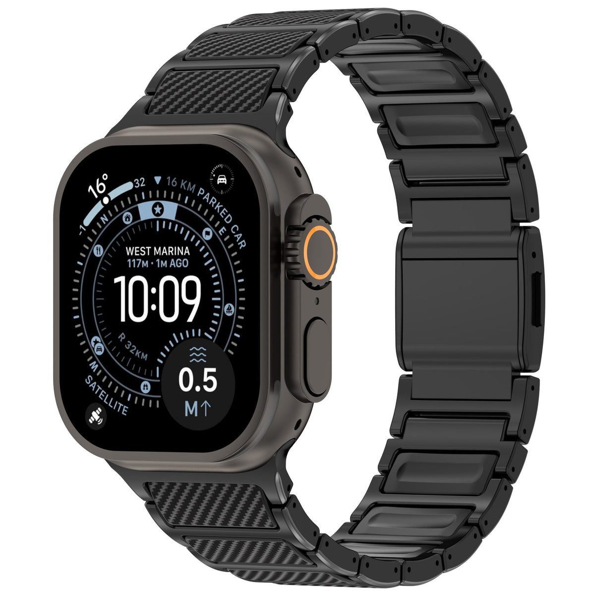 iBandGear Titanium Carbon Fiber Band for Apple Watch - Black