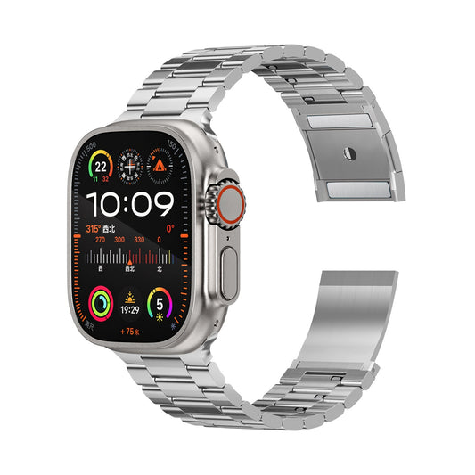 iBandGear Titanium DLC Band for Apple Watch Hardened Metal Quick Release Strap - Silver