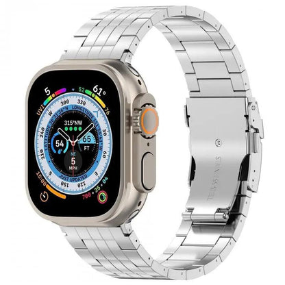 iBandGear Titanium Metal Link Band for Apple Watch with Butterfly Clasp - Silver