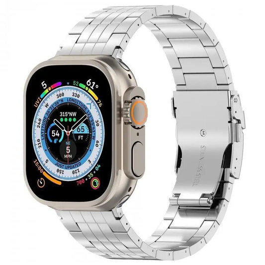 iBandGear Titanium Metal Link Band for Apple Watch with Butterfly Clasp - Silver