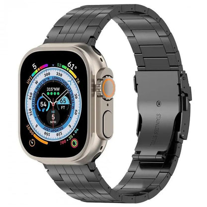 iBandGear Titanium Metal Link Band for Apple Watch with Butterfly Clasp - Black