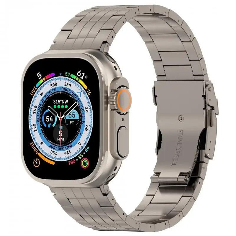 iBandGear Titanium Metal Link Band for Apple Watch with Butterfly Clasp - Titanium