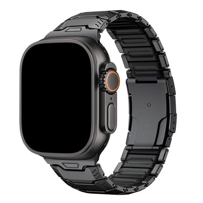 iBandGear Titanium Sport Band for Apple Watch Ultra – Rugged Metal & Silicone Strap - Black-Black