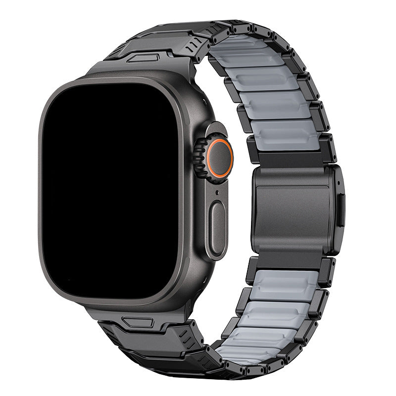 iBandGear Titanium Sport Band for Apple Watch Ultra – Rugged Metal & Silicone Strap - Black-Gray