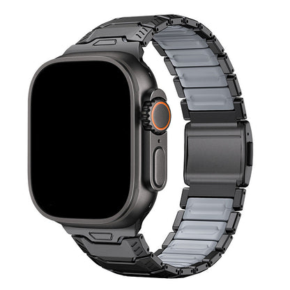 iBandGear Titanium Sport Band for Apple Watch Ultra – Rugged Metal & Silicone Strap - Black-Gray