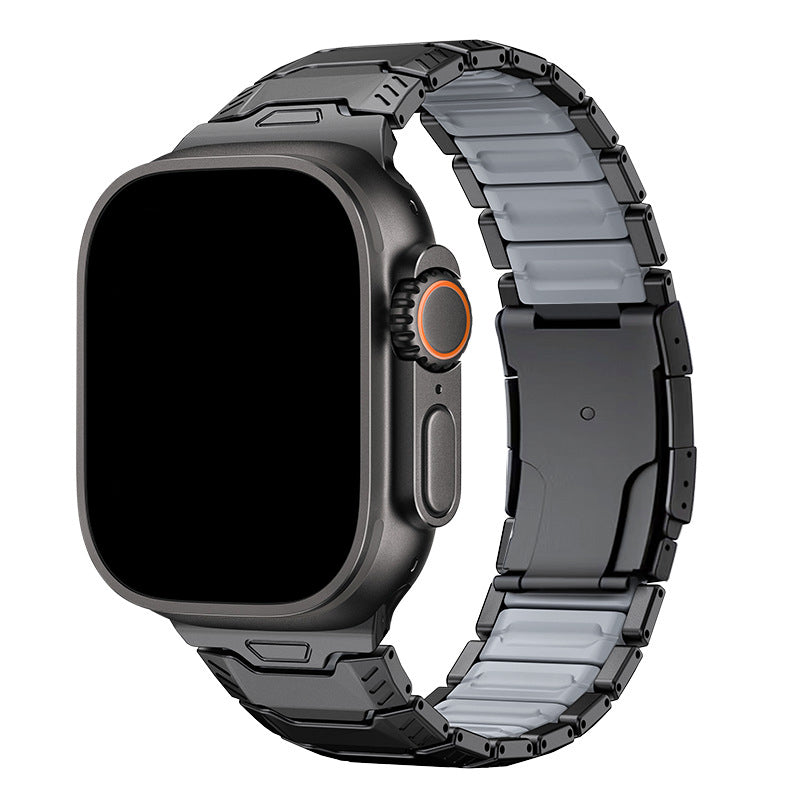iBandGear Titanium Sport Band for Apple Watch Ultra – Rugged Metal & Silicone Strap - Black-Gray