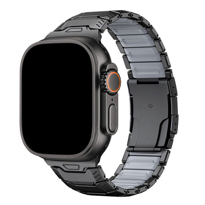 iBandGear Titanium Sport Band for Apple Watch Ultra – Rugged Metal & Silicone Strap - Black-Gray