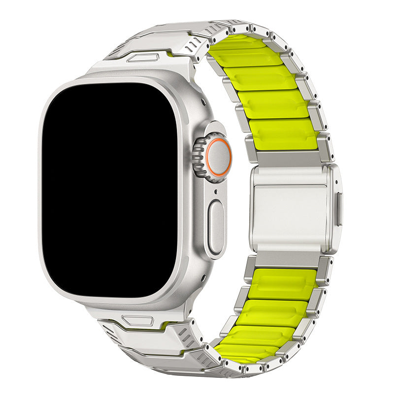 iBandGear Titanium Sport Band for Apple Watch Ultra – Rugged Metal & Silicone Strap - Titanium-Green