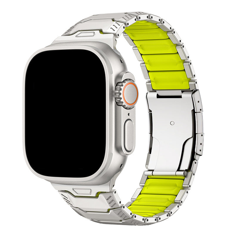 iBandGear Titanium Sport Band for Apple Watch Ultra – Rugged Metal & Silicone Strap - Titanium-Green