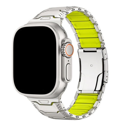 iBandGear Titanium Sport Band for Apple Watch Ultra – Rugged Metal & Silicone Strap - Titanium-Green