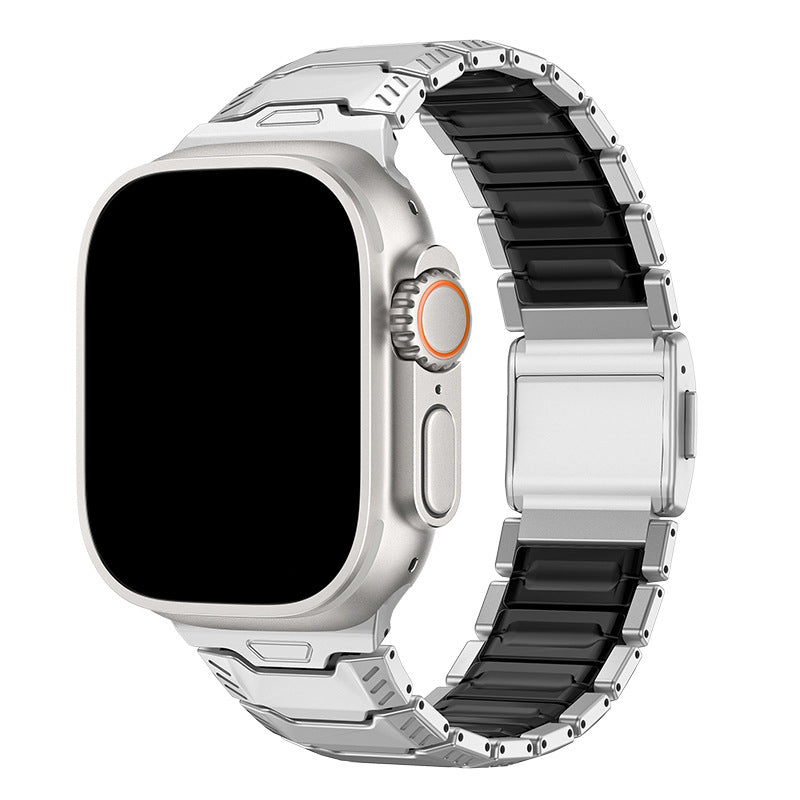 iBandGear Titanium Sport Band for Apple Watch Ultra – Rugged Metal & Silicone Strap - Titanium-Black