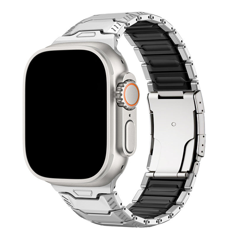 iBandGear Titanium Sport Band for Apple Watch Ultra – Rugged Metal & Silicone Strap - Titanium-Black