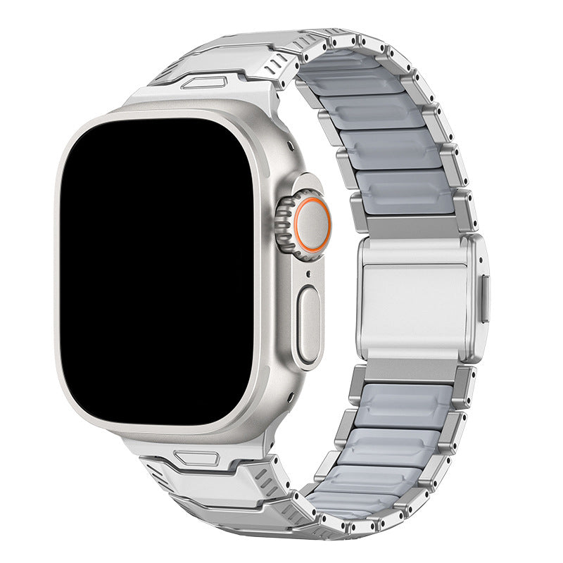 iBandGear Titanium Sport Band for Apple Watch Ultra – Rugged Metal & Silicone Strap - Titanium-Gray
