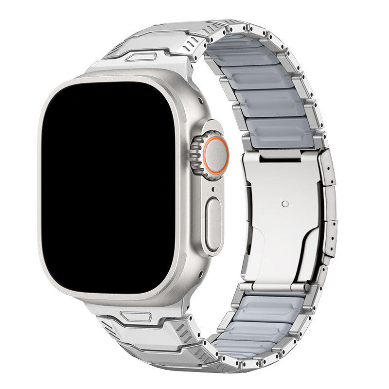 iBandGear Titanium Sport Band for Apple Watch Ultra – Rugged Metal & Silicone Strap - Titanium-Gray