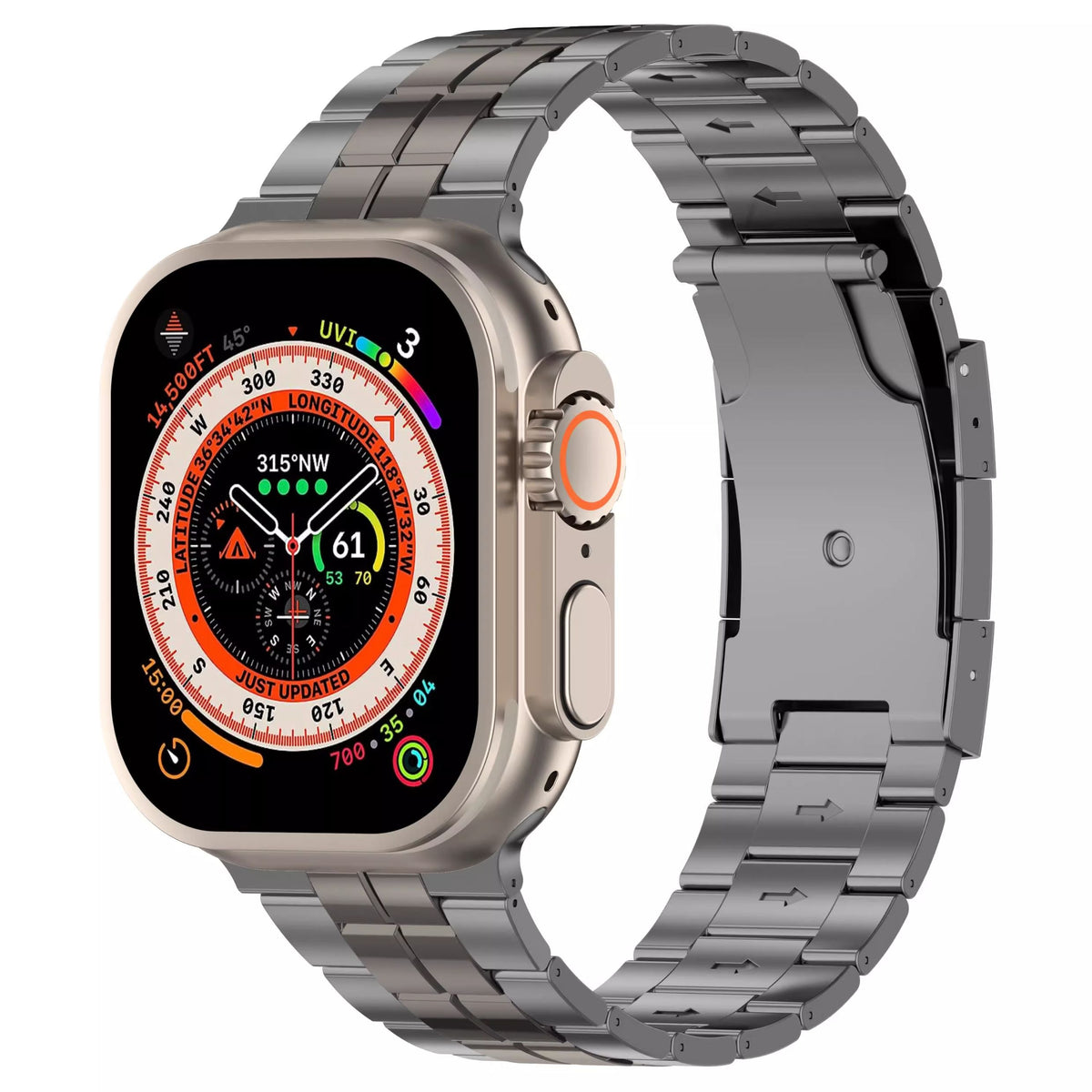 iBandGear Titanium Square-Link Armor Band for Apple Watch - Gray