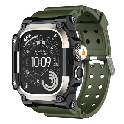 iBandGear Tool-Style Integrated Silicone Band for Apple Watch - Titanium - Green