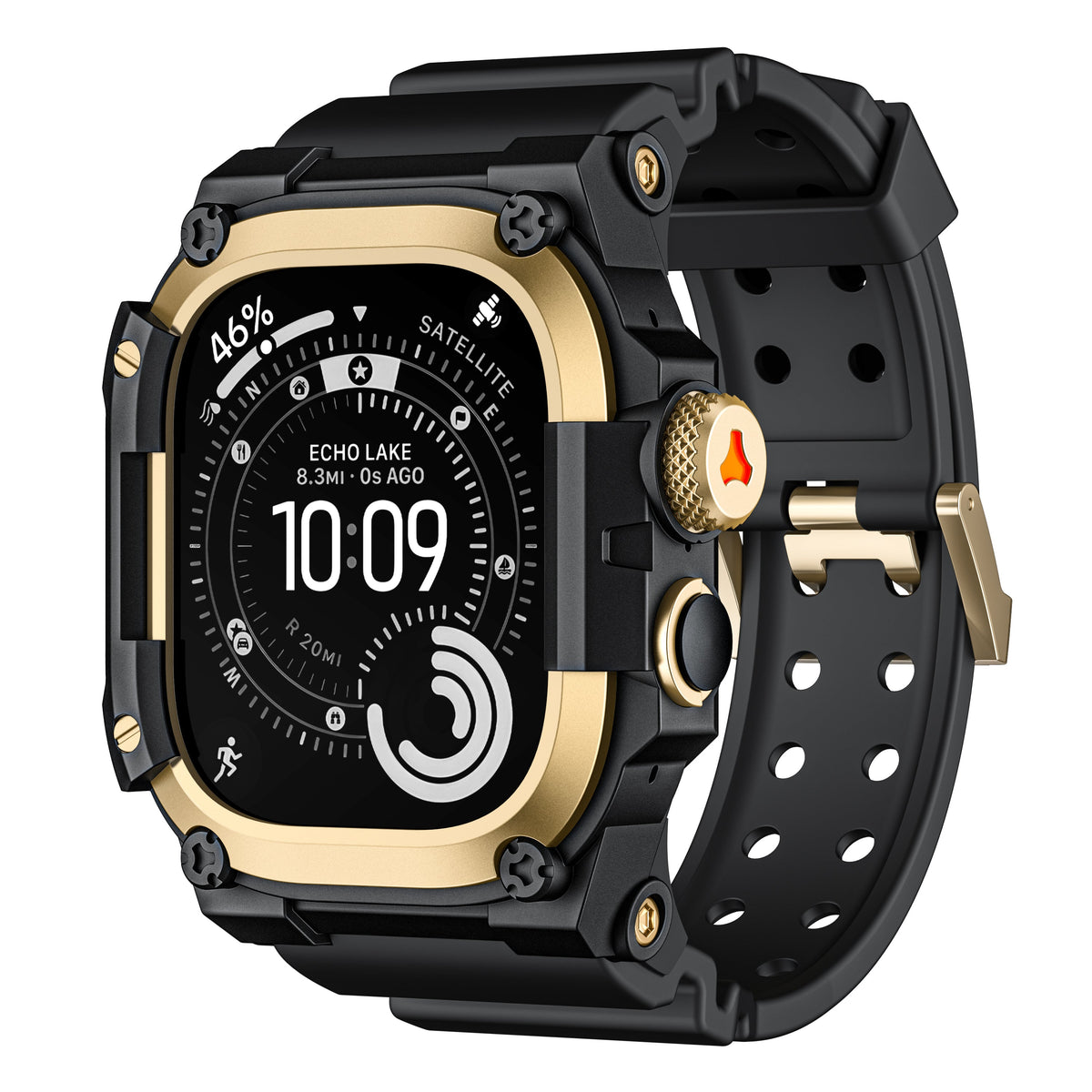 iBandGear Tool-Style Integrated Silicone Band for Apple Watch - Champagne Gold - Black