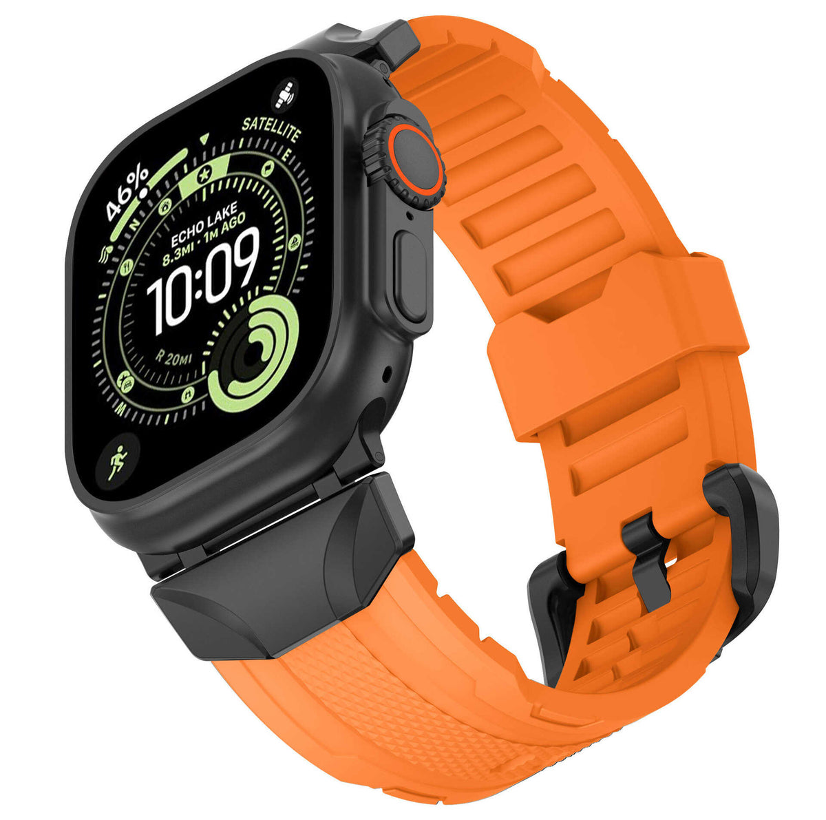 iBandGear TrailArmor Rugged TPU Band for Apple Watch - Black-Orange