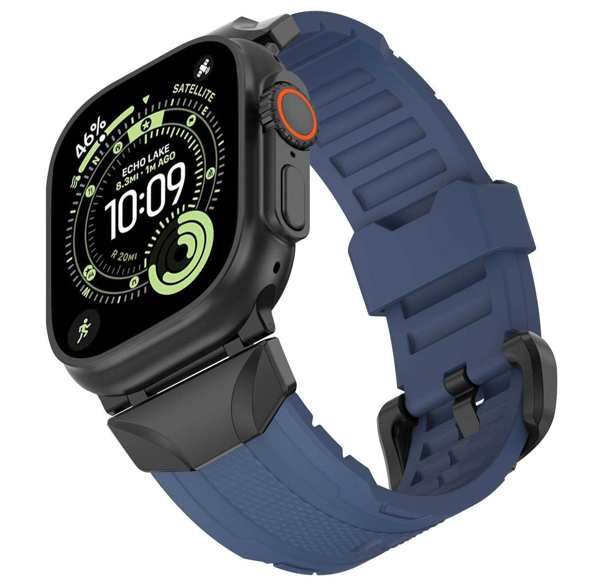 iBandGear TrailArmor Rugged TPU Band for Apple Watch - Black-Blue