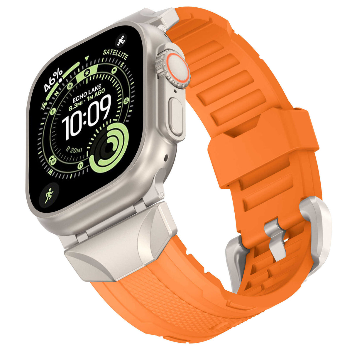 iBandGear TrailArmor Rugged TPU Band for Apple Watch - Titanium-Orange