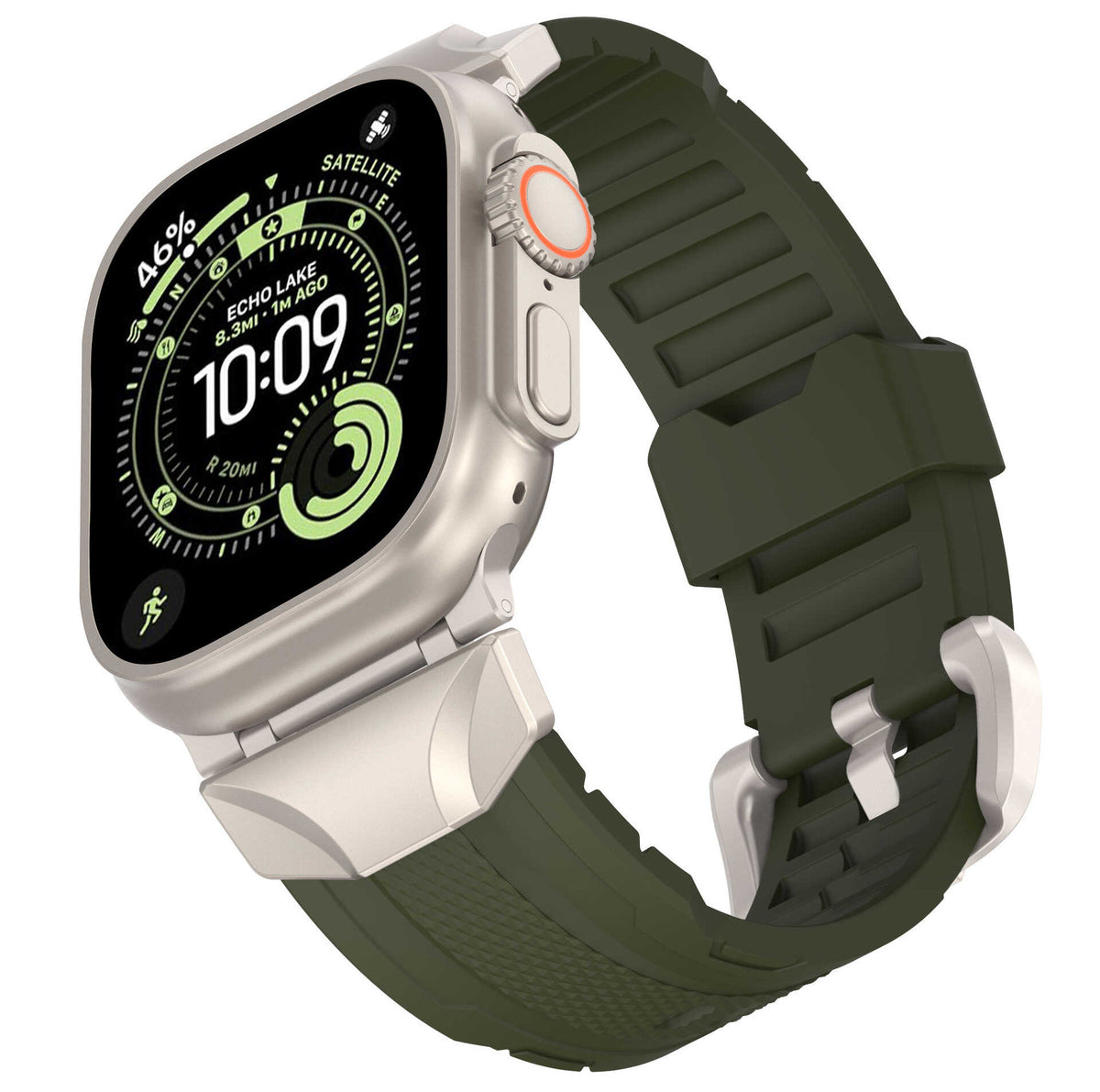 iBandGear TrailArmor Rugged TPU Band for Apple Watch - Titanium-Green