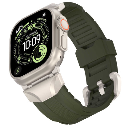 iBandGear TrailArmor Rugged TPU Band for Apple Watch - Titanium-Green